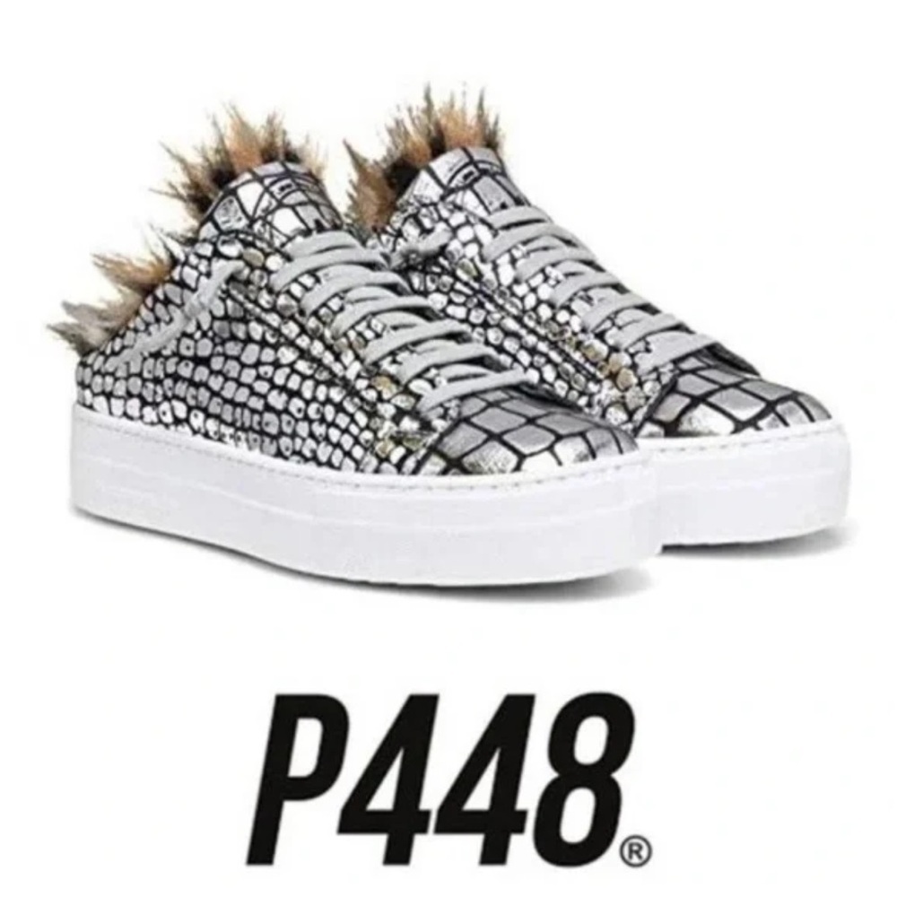 P448 Women's Clara Crackled Leather Open Back Platform Sneaker Size 36 EU/ 6-6.5 - Picture 15 of 16